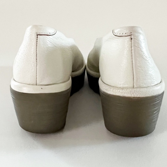 Fly London Peep Toe Wedge White Leather Slip On Shoes EU 37 / US 6.5-7 So Comfy! - Picture 6 of 12